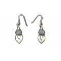 Earring0041-Nice Earring made with Beautiful White Rainbow Moon Stone and Silver